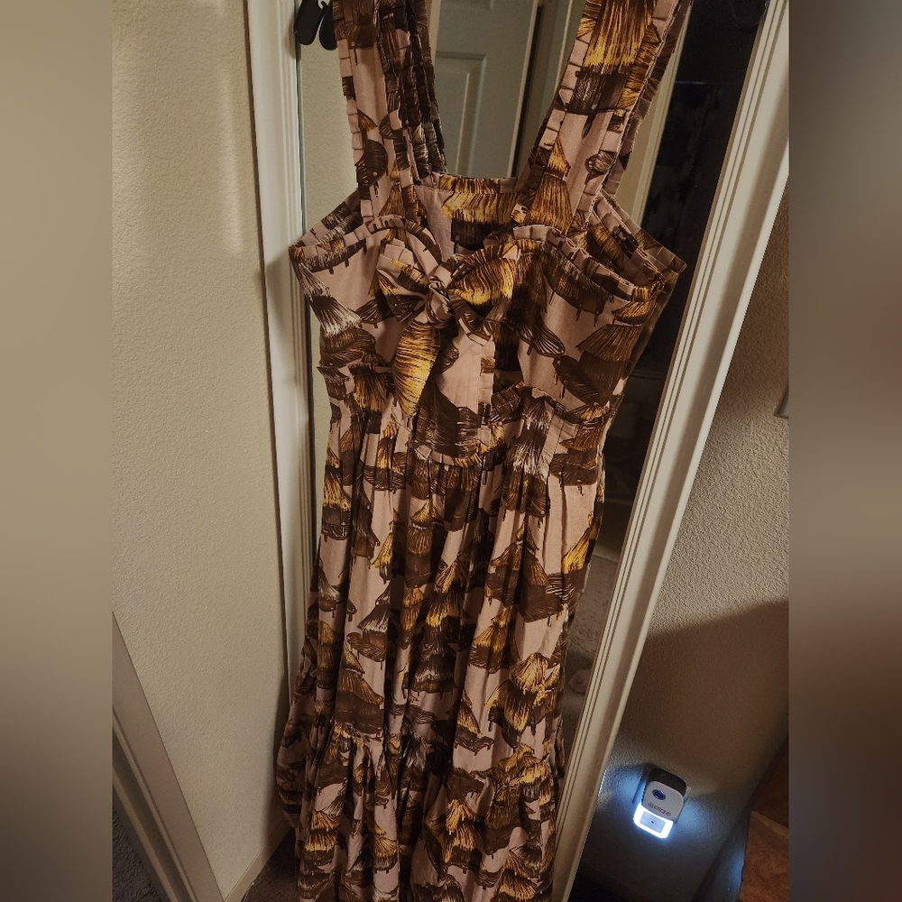 FARM RIO Malocas Beige Sleeveless Midi Dress - Picture 5 of 12